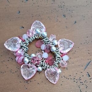 Source Unknown Pink Heart Charm Bracelet